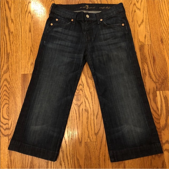 7FAM ~ Crop Dojo Dark Wash Stretch Jeans - Picture 2 of 8